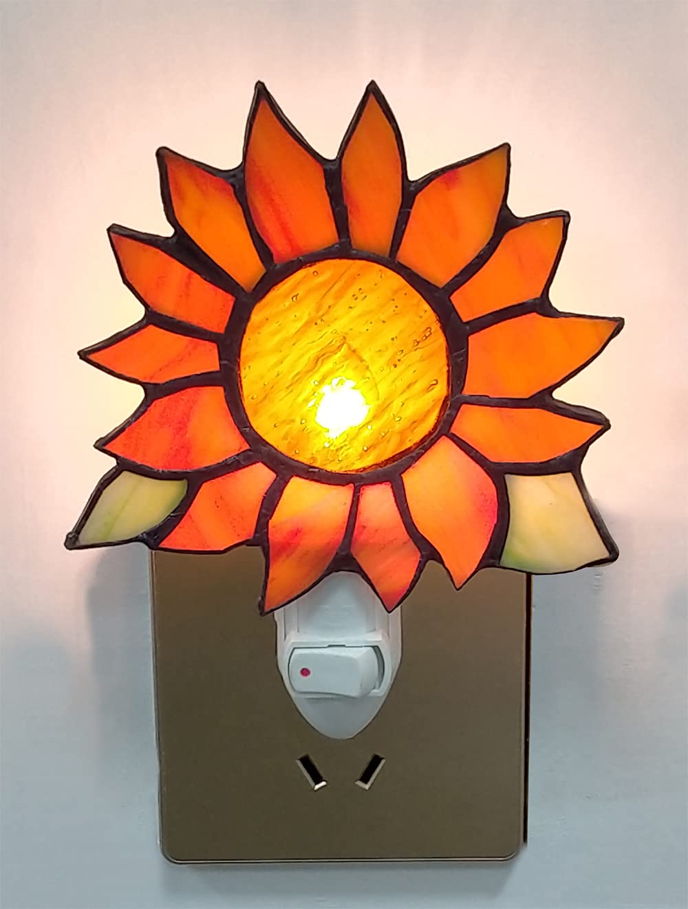 HUIMEIJU Stained Glass Sunflower Night Lights,Suitable for bedrooms,Kitchens,bathrooms,etc.(Orange 1PCS)