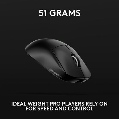 Logitech G PRO X SUPERLIGHT 2 Wireless Gaming Mouse, 60g Pro-Grade with 5 Programmable Buttons, 44k DPI Sensor, 8kHz Report Rate, USB-C Charging for PC/Mac - Black
