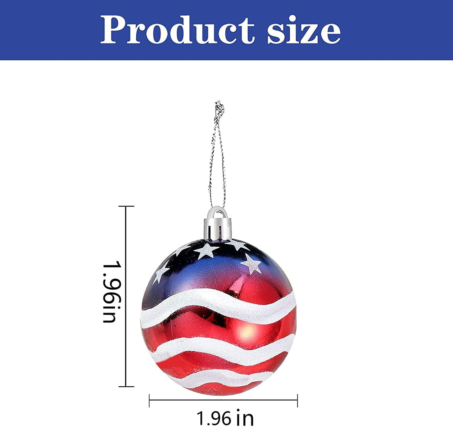 Iceyyyy 16 Pcs Independence Day Ball Ornament - 4th of July Patriotic Hanging Ball Decoration American Flag Ornament for Independence Day, Christmas Tree, USA Themed Party Supplies (16)