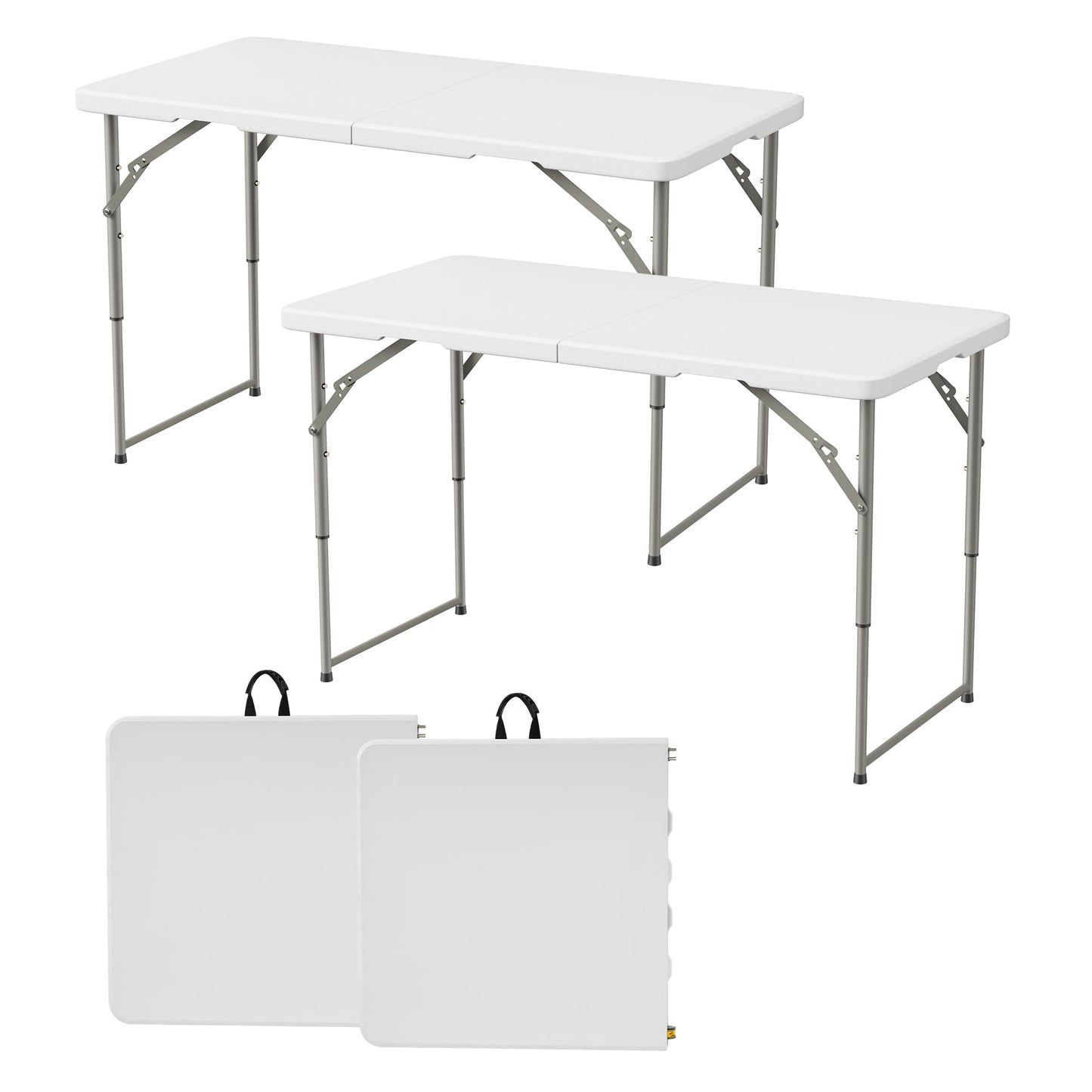 Elevon Folding Table Set of 2,4 Feet Heavy Duty Fold-in-Half Utility Table Indoor Outdoor for Camping, Picnic,Party