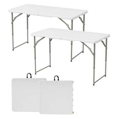 Elevon Folding Table Set of 2,4 Feet Heavy Duty Fold-in-Half Utility Table Indoor Outdoor for Camping, Picnic,Party