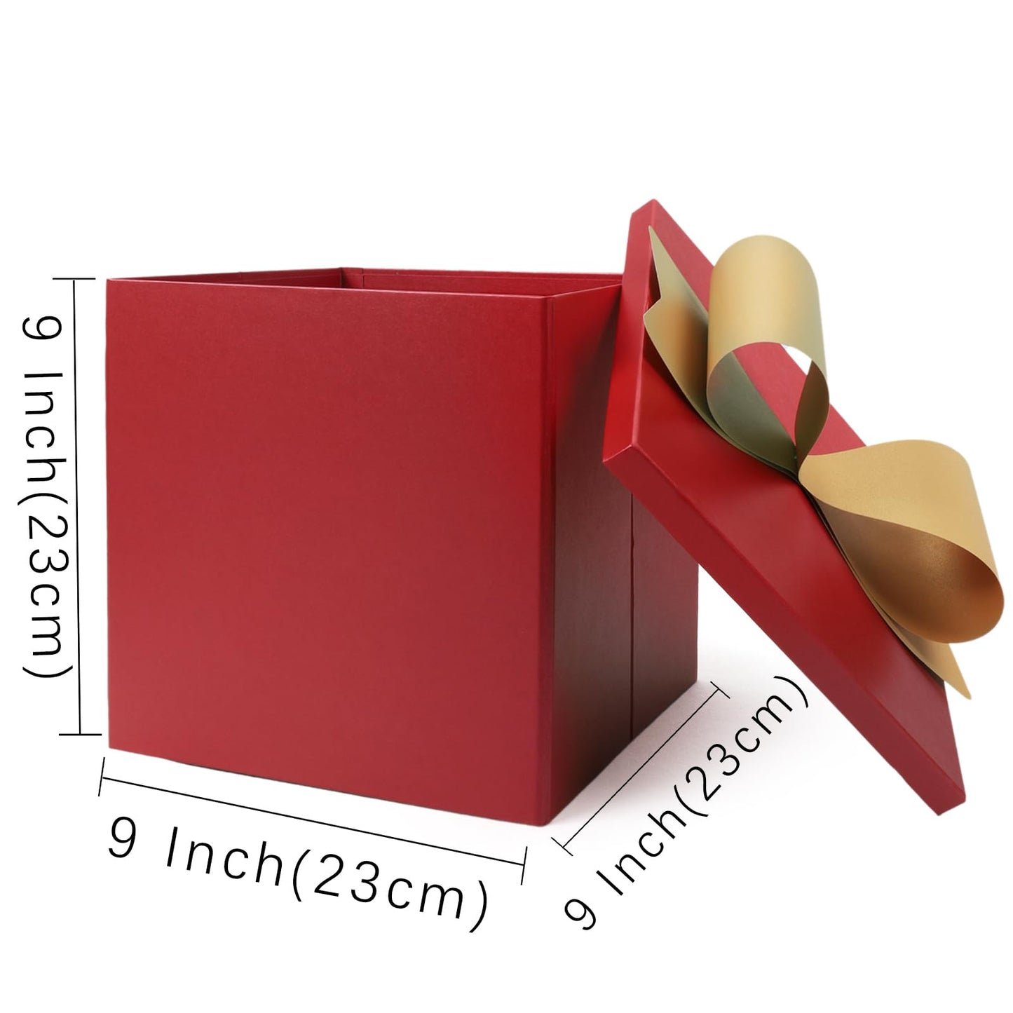 BIOBROWN Medium Gift Boxes with Lids for Presents, 9x9x9 Inches Red Collapsible Gift Box for Valentine's Day, Birthday, Wedding, Baby Shower, Party, Any Occasion