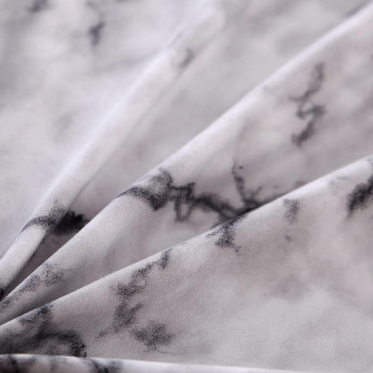 MAG Marble Bed Sheet, 4PC Black White and Gray, Full Size Modern Pattern Printed Bedding Sheet Set with 1 Top Flat & 1 Fitted Sheet with 2 Pillowcases, 14” Deep
