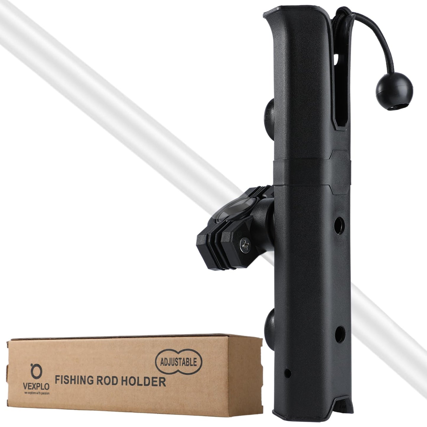 VEXPLO Adjustable Pole Mount Bike Fishing Rod Holder for Bicycle, Boat, Chairs, Cart, Scooter, Motorcycle, ATV & Beach Car, Fishing Pole Holder for Bike Rack with Mount Clamp (1.6" Inner Diameter)