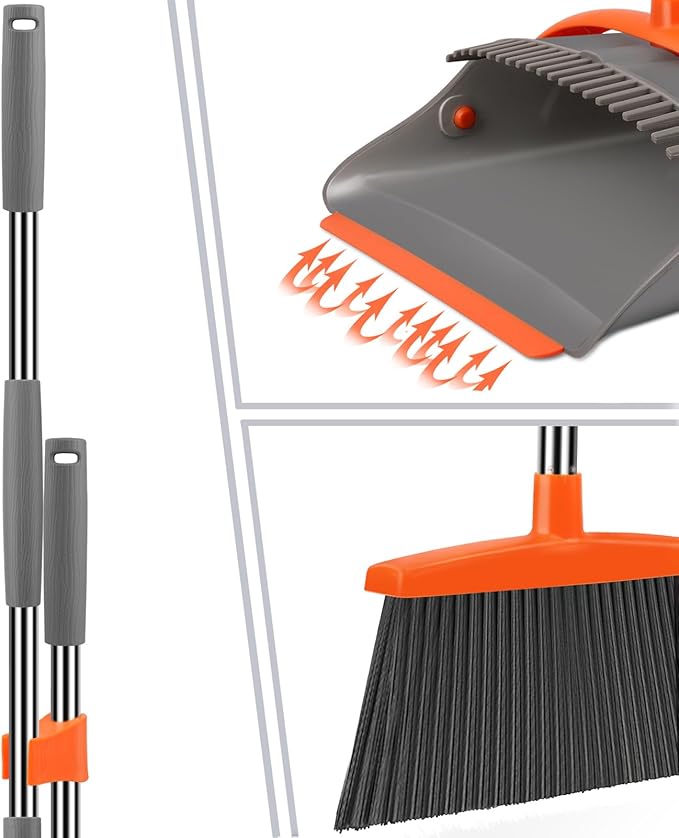 Broom and Dustpan Set for Home, Broom and Dustpan Combo for Office, Long Handle