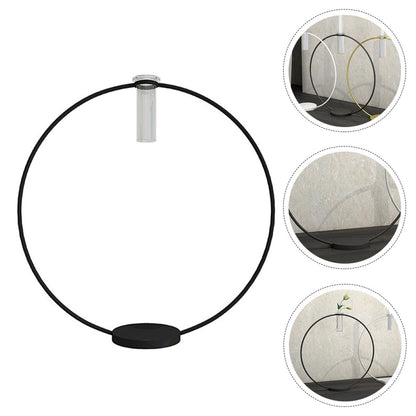 HINTRMENT Metal Round Candleholder Stand 9x28x29cm Black Base Decorative Candlestick Ornament for Flower Arrangement and Home Décor
