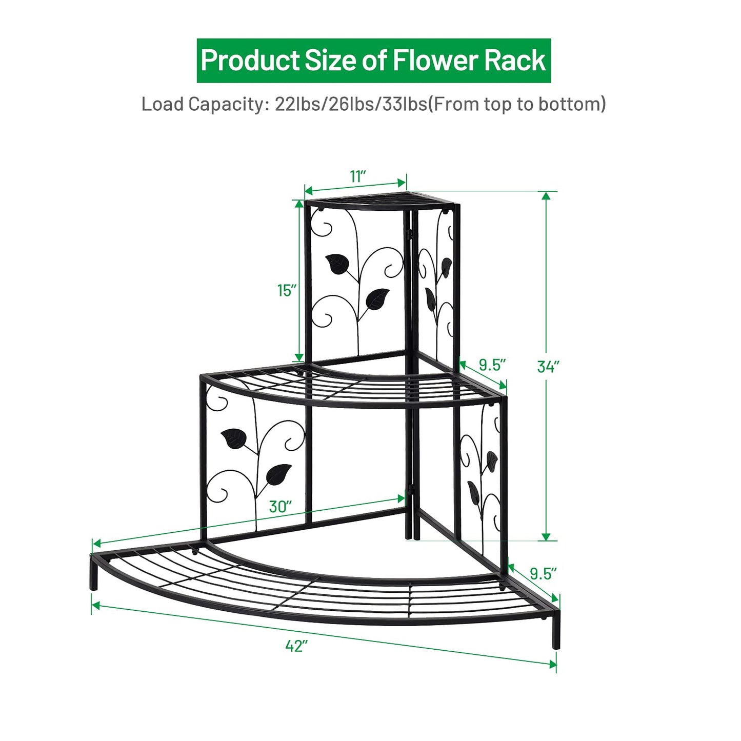 S AFSTAR Corner Plant Stand, 3-Tier Mental Plant Stand, Plant Flower Pot Display Rack, Pot Holder Shelf, Rustproof Ladder Potted Shelf, Outdoor Plant Stands for Patio Garden Yard Balcony (Black)