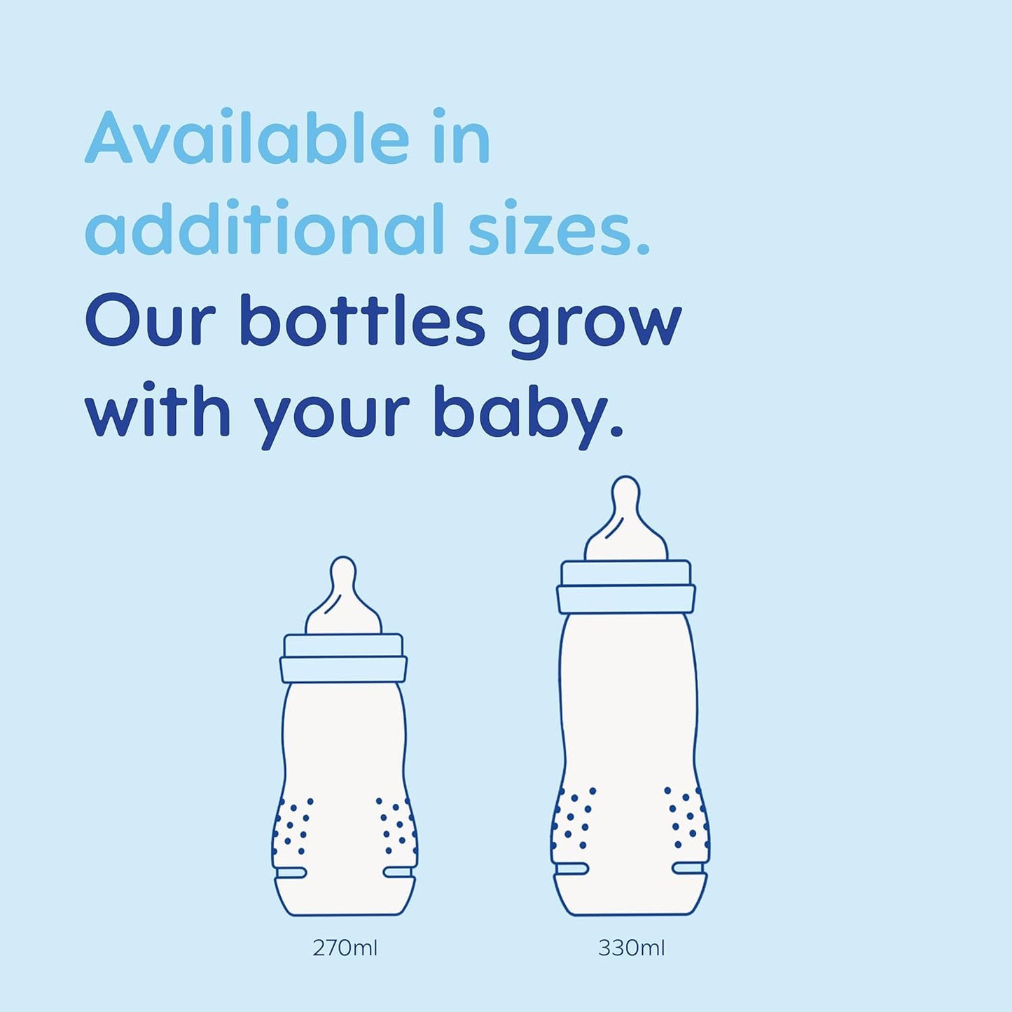 MAM Easy Active Baby Bottle with Fast Flow MAM Teats Size 3, Twin Pack of Baby Bottles, Baby Feeding, 330 ml, Blue (Designs May Vary)