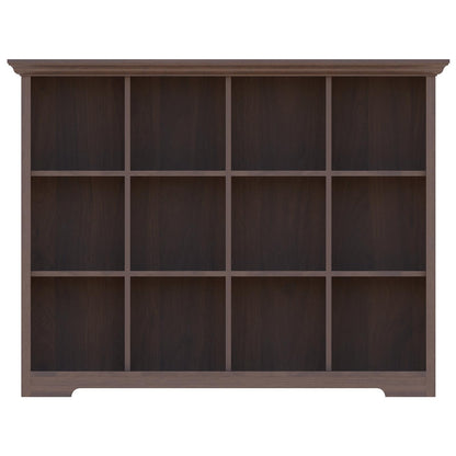 OSCHF Cube Shelf Bookcase with Base - Wooden 3 Tiers Floor Standing Low Storage Cabinet for Home and Office, 12-Cube Lattice Bookshelf, Walnut