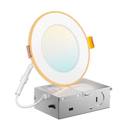 Amico 24 Pack 6 Inch 5CCT LED Recessed Ceiling Light with Night Light, 2700K/3000K/3500K/4000K/5000K Selectable Ultra-Thin Recessed Lighting, 12W=110W, 1100LM, Dimmable Canless Wafer Downlight ETL&FCC