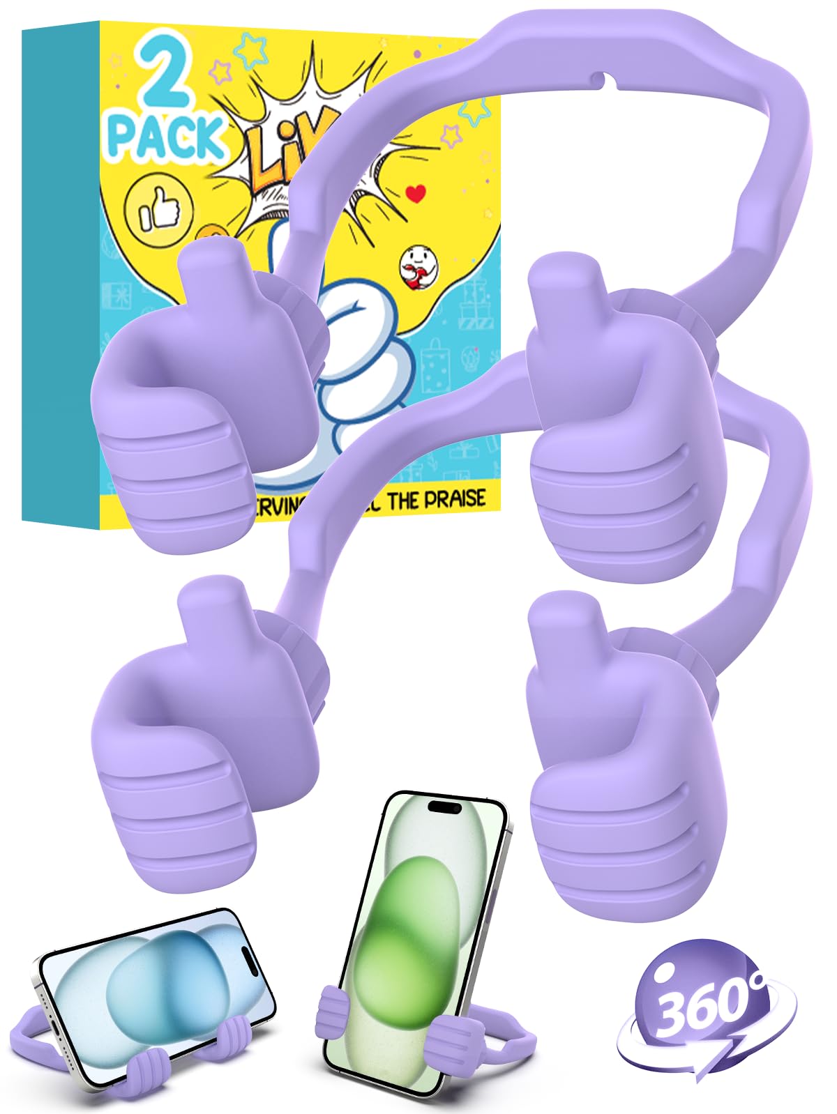 Cell Phone Stand Thumbs Up Lazy Phone Stand - 2 Pack Phone Holder 2025 College Graduation Gifts for Her Him Cellphone iPhone Stand for Desk Birthday Gifts for Teens Girls Boys Adults Women Men Wife