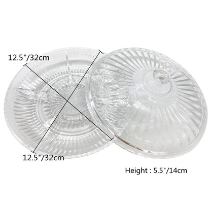 FEOOWV Creative Acrylic Multifunctional Party Snack Tray with Lid,Serving Dishes for Dried Fruits Nuts Candies Fruits,6-Compartment (Round)