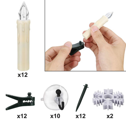 12 PCS LED Window Flameless Taper Candle,Battery Operated Flickering Candle Lights, with Remote Timer Function, Ideal for Indoor and Outdoor Christmas Tree Candles Garden Wedding Harry Potter