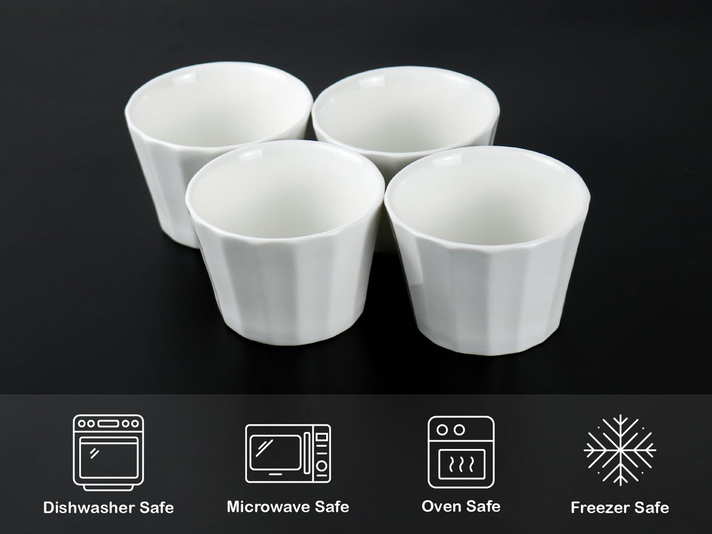 HillSpring 5 oz Porcelain Dipping Bowls, Pinch Bowl Set, White Small Bowls for Prep, Sauces and Charcuterie Board, Set of 4