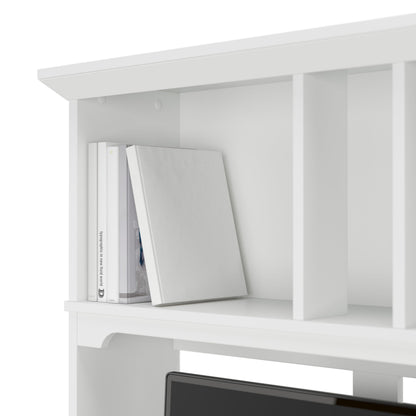 Bush Home Salinas L-Shaped Desk with Hutch | Study Table with Drawers and Cabinets in Pure White and Shiplap Gray | Home Office Computer Desk | Work Desk with Storage