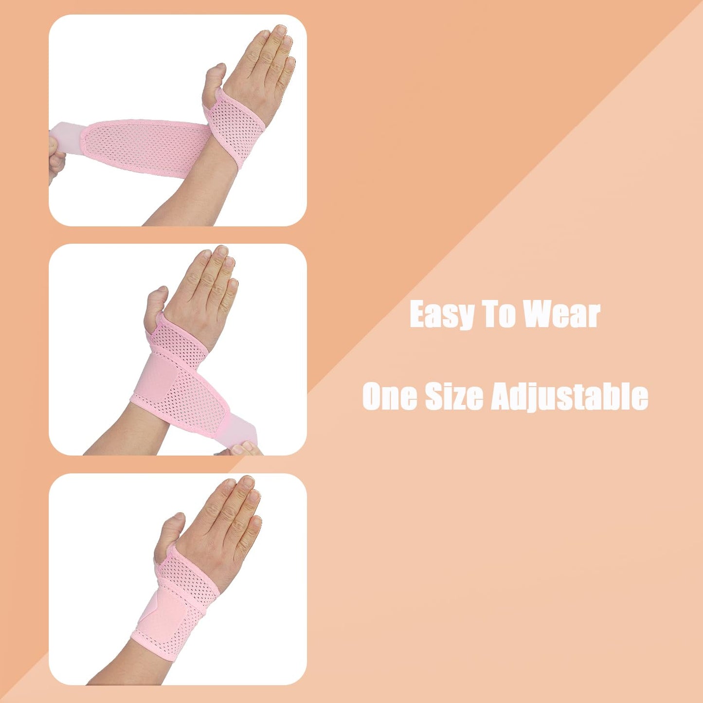 2 Pack Ultra-Thin Mesh Wrist Brace - Breathable Compression Wrist Support for Workouts & Daily Use - Adjustable Wrist Strap - Unisex Wrist Brace for Pain Relief, Tendonitis, Carpal Tunnel (Pink)