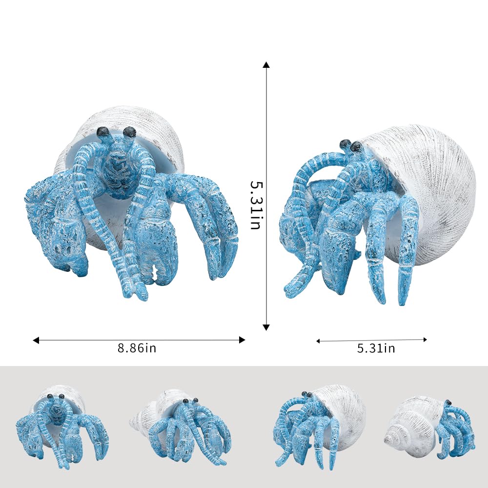 SUYNYBHF Beach Decor Coral Reef Decor, Blue Hermit Crab Figurine, Resin Sculpture, Home Office Desk Statue, Bathroom, Living Room or Seaside Villa Decor Gift