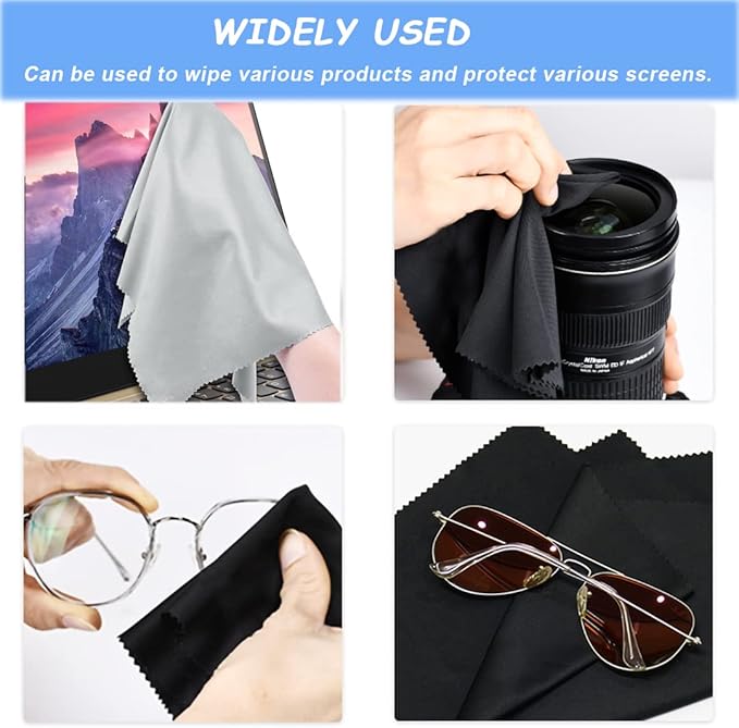 Microfiber Cleaning Cloths 20 Pack in Individual Vinyl Pouch, CKANDAY Glasses
