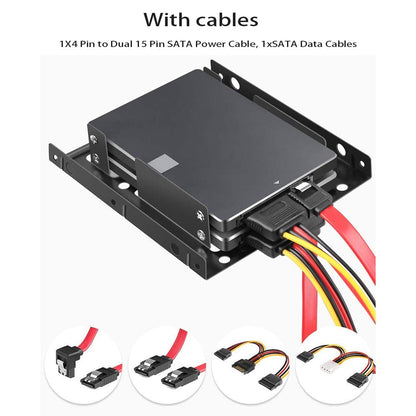 DEEPFOX Mounting Kit - Dual 2.5 Inch to 3.5 Inch Internal Hard Disk Drive SSD/HDD Hard Disk Drive Mounting Kit Bracket [SATA and Power Cables included]