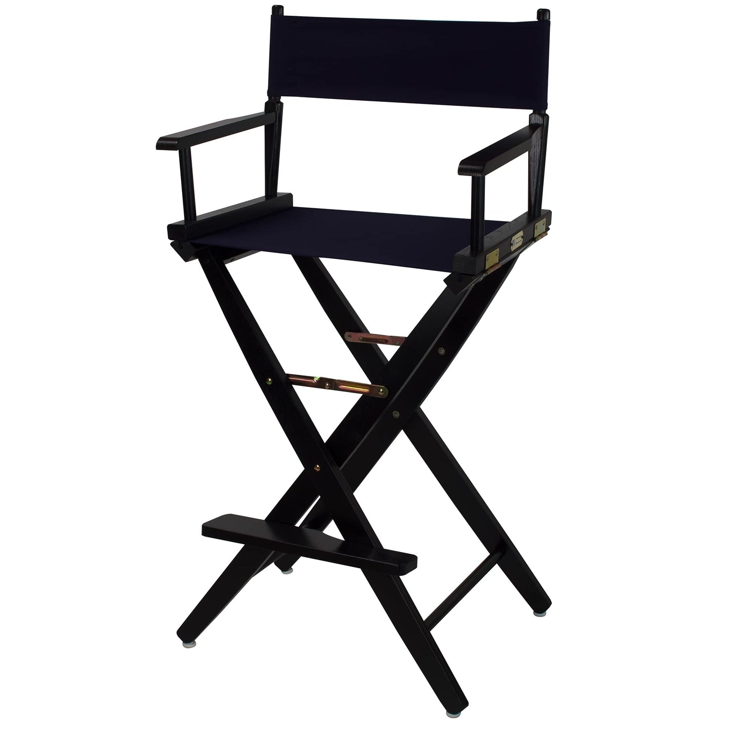 Casual Home American Trails Extra-Wide Premium Directors Chair 30" H Bar Height Black Frame Navy Canvas