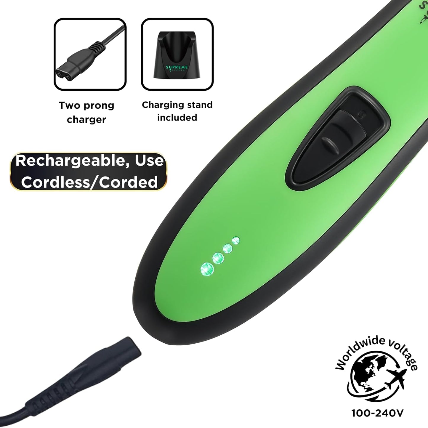 Supreme Trimmer T Shaper - Quiet Cordless Beard & Hair Trimmer for Men | 120 Min Runtime, Low Noise, Zero-Gap DLC Blade | Ideal for Sensitive Skin, Kids & Elderly | ST5206