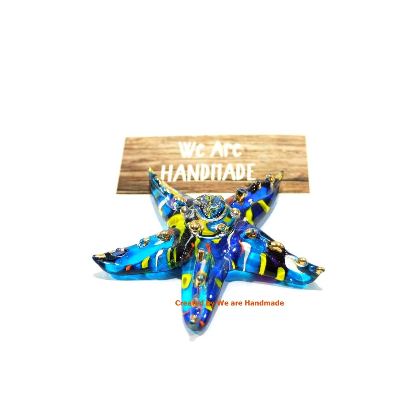 Handmade Mini 2" Blue Starfish Figures Blown Glass Art/Miniature Ocean Animals/Collectible Figurines Gift Ideas/Tiny Ornament Cool Stuff Decor N2 - Model 2022