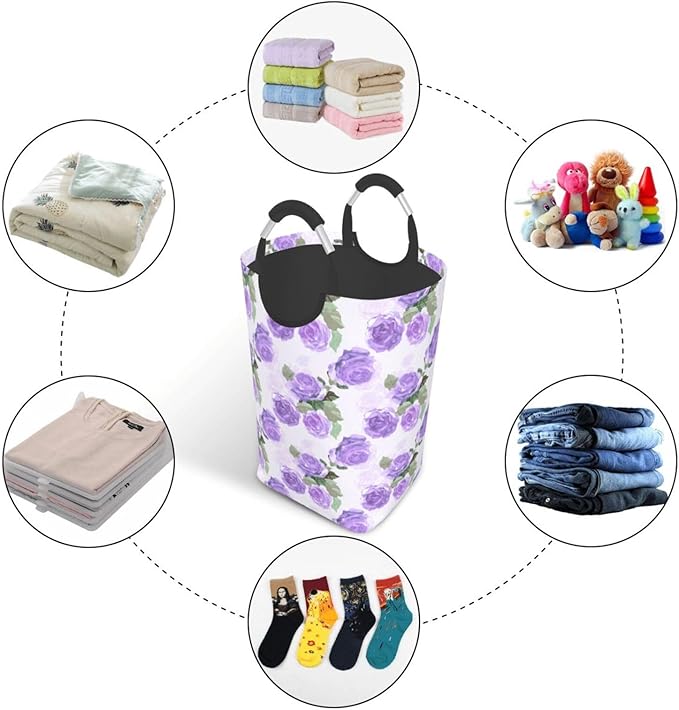 Floral Laundry Basket Flowers Foldable Laundry Hamper Vintage Collapsible