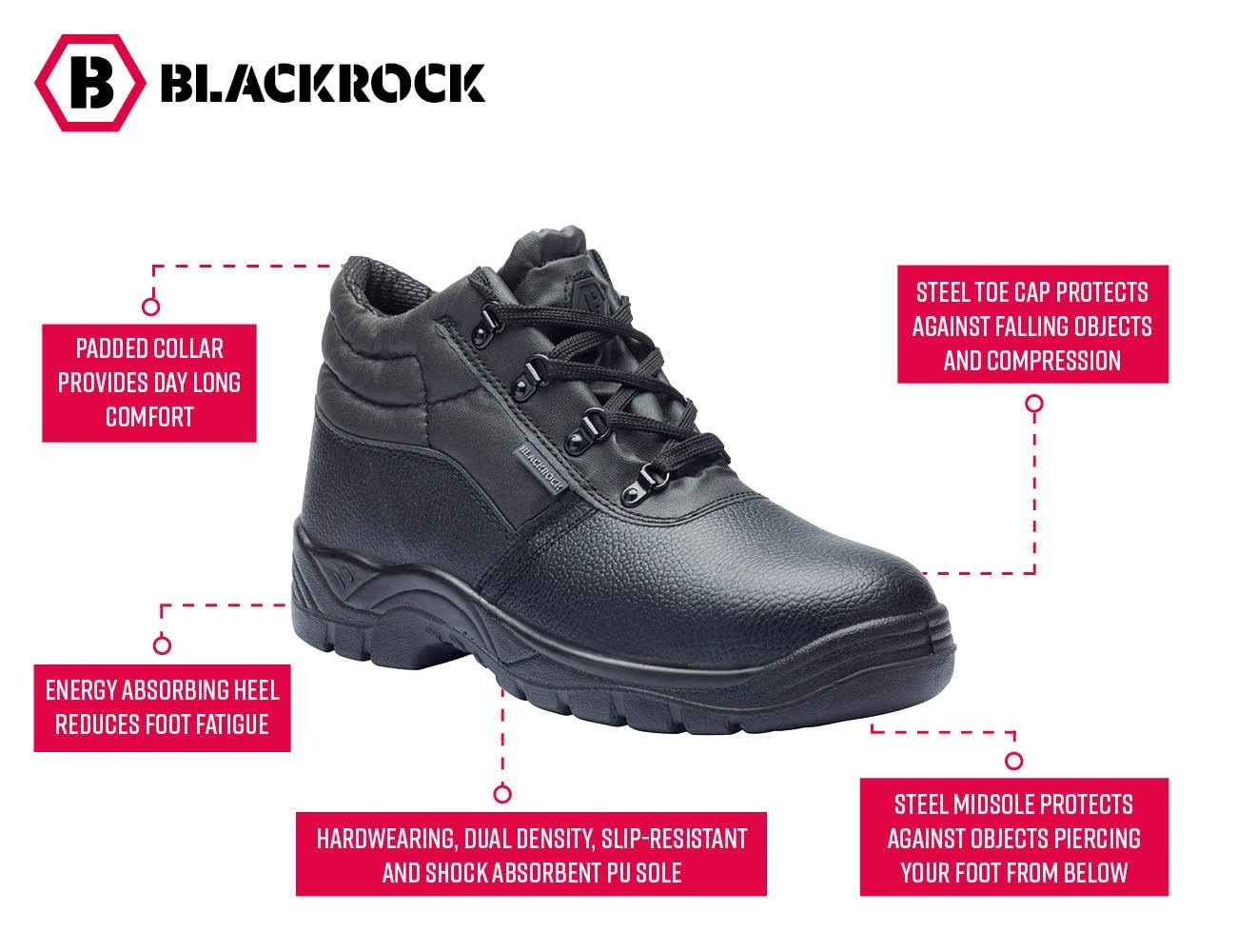 Blackrock Chukka Work Boots, Safety Boots, Safety Shoes, Steel Toe Cap, Mens Womens Ladies, Work Shoes, Black, Gardening, Lightweight, Leather, Wide Fit, Non Slip, On Site - Size 10