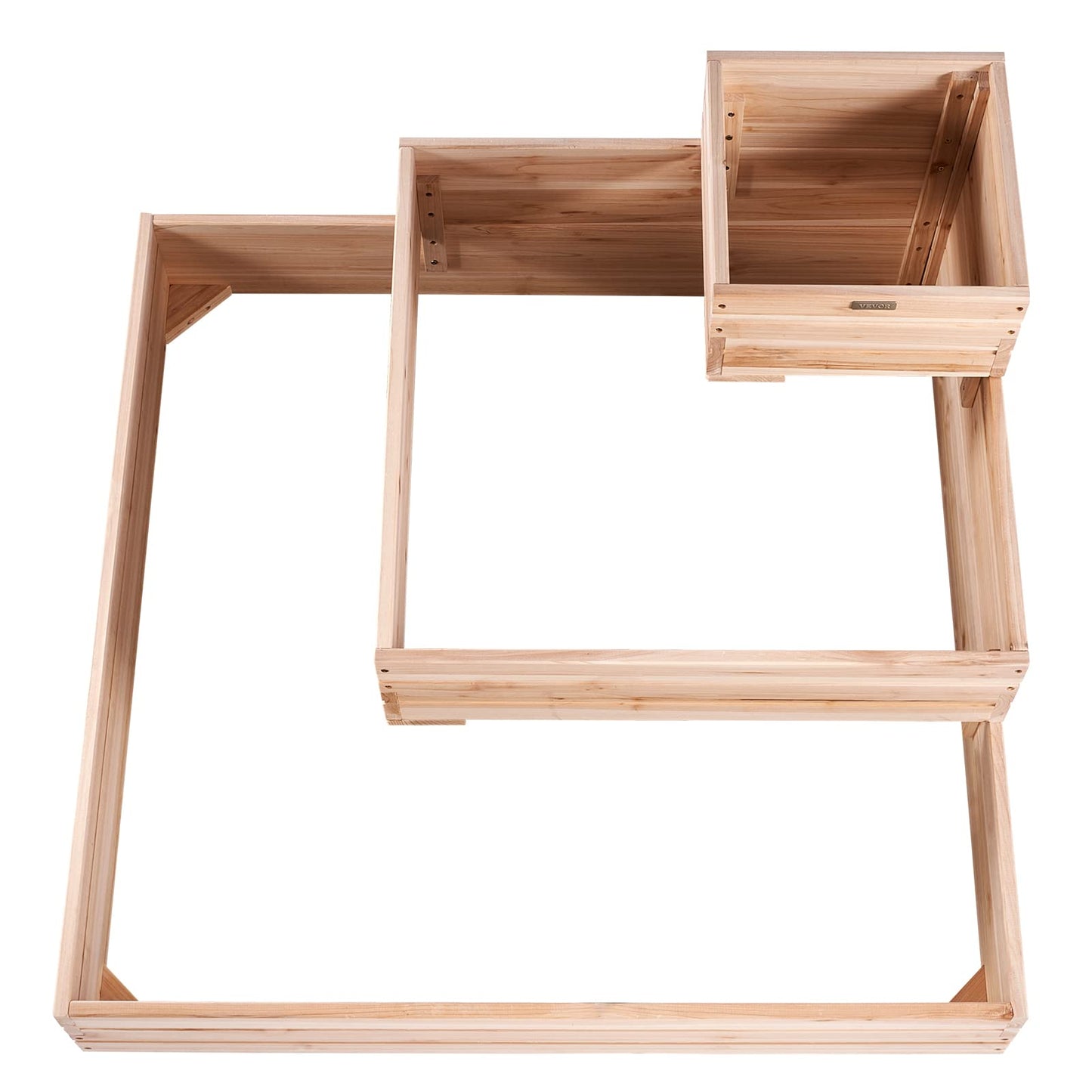 VEVOR 3 Tier Raised Garden Bed Wood Outdoor, 45 x 45 x 20in High End Natural Fir Wood Planter Box, Outdoor Planting Boxes for Flowers/Vegetables/Herbs in Backyard/Garden/Patio/Balcony, with Open Base