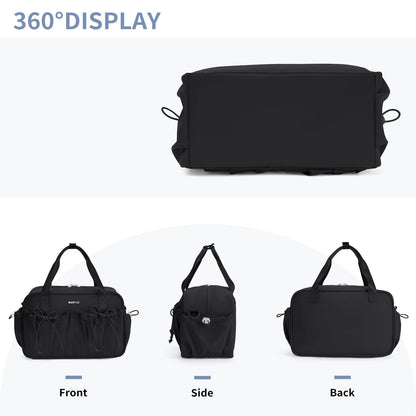ECOHUB Small Gym Bag for Women, Mini Gym Duffle Bag with Wet Compartment, Bowknot Sports Bag, Cute Gym Tote Bag Dance Yoga Workout Travel Bags Black