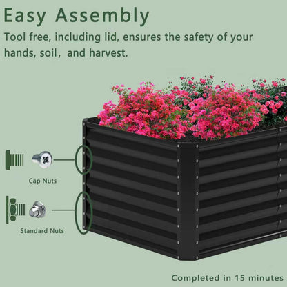 Nedenyou 8x2x2FT Galvanized Raised Garden Bed,Planter Raised Beds-Metal Garden Box,Large Plant for Outdoor Planting, Vegetables Bed，Flower,herb-Black