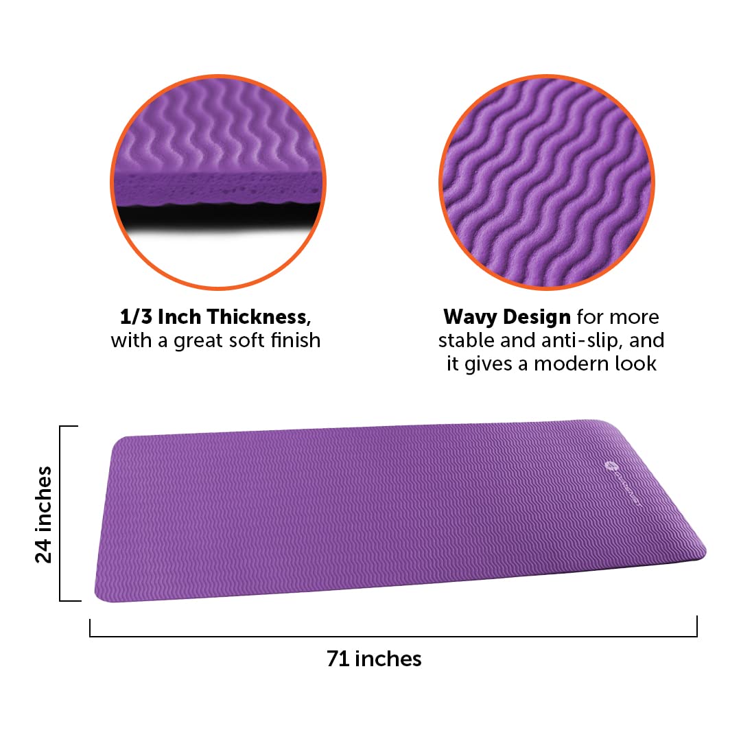 GYMENIST Thick Exercise Yoga Floor Mat Nbr 24 X 71 Inches, Great for Camping Cardio Workout Pilates Gymnastics