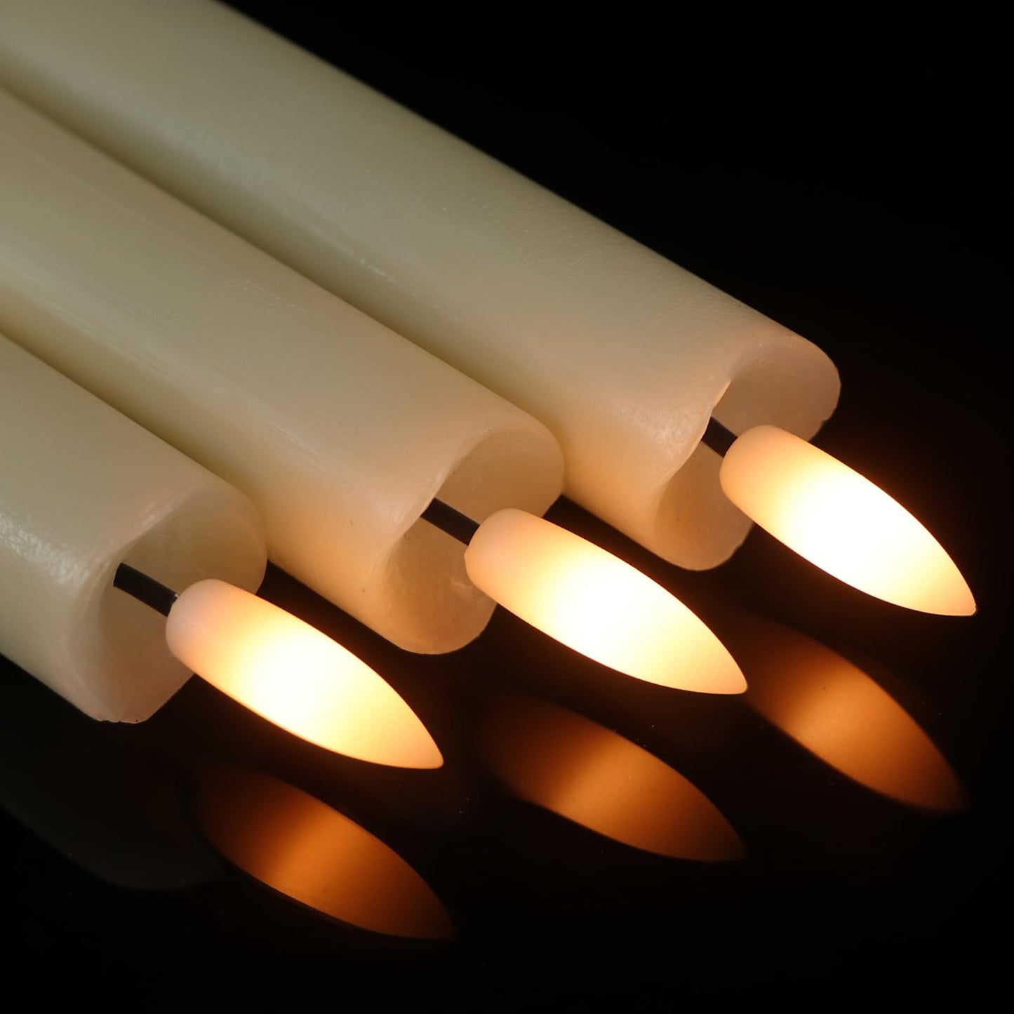 KunSwenn Taper Candles Battery Operated with Remote Timer, with Remote Timer Flameless Taper Candles, LED Flameless Candlesticks for Halloween Christmas Home Decor(Set of 3, 0.78” x 9.65”)