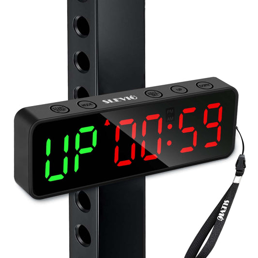 Small Gym Timer Clock Stopwatch Magnetic Workout Interval Timer, Large LED Digital Display, Home Accessories Countdown Clock for Home Gym Garage Schools (Matte Black)