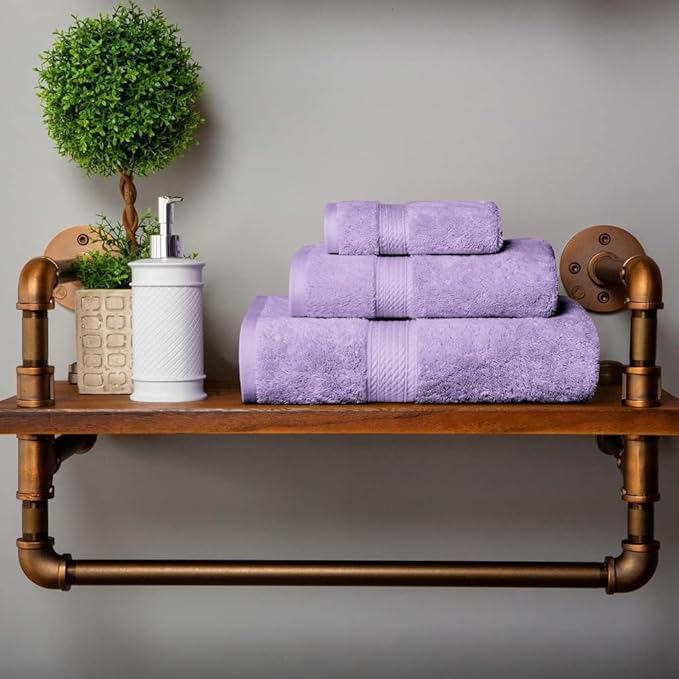 SUPERIOR Egyptian Cotton Pile 3 Piece Towel Set, Includes 1 Bath, 1 Hand