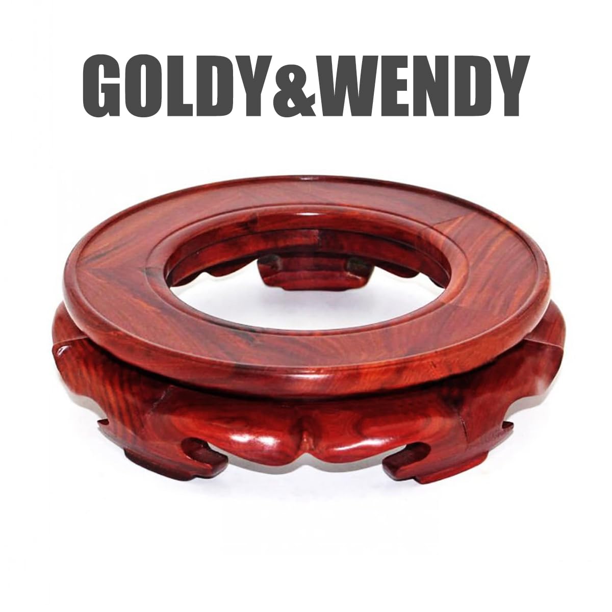 GOLDY&WENDY Rosewood Circular Display Stand with Hole