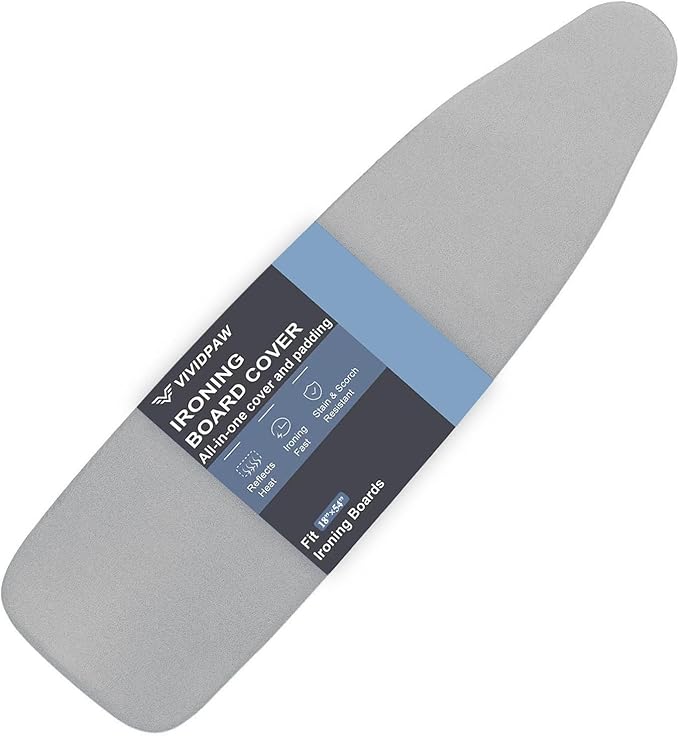 Ironing Board Cover and Pad 18x54, Thick Padding, Elastic Edge, Silicone Coated