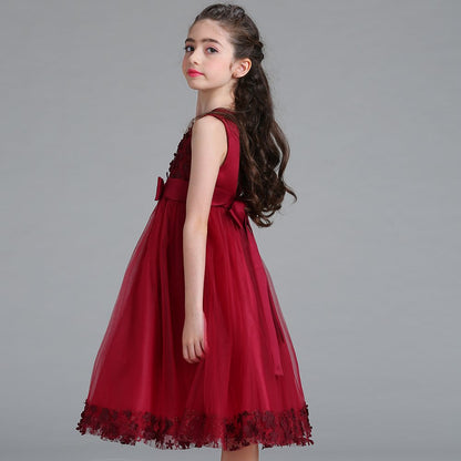 Acecharming Flower Girl Dresses for Wedding, Bridesmaid Baby Girl Pageant Elegant Lace Tulle Baptism Princess Party Dress