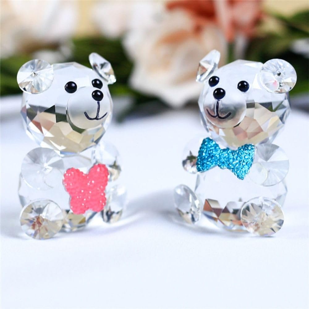 Gifthub Crystal Bear Statue, Red Love Transparent Glass Decoration
