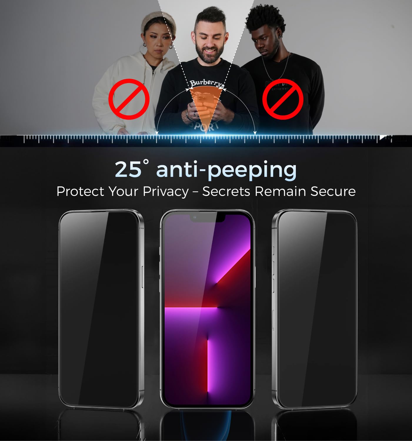 MAGIC JOHN 3rd Gen Upgraded for iPhone 16ProMax Privacy Screen Protector 6.9 Inch,25°Anti-Spy Screen,Shockproof Tempered Glass,Auto Dust-Removal,Bubble Free,Easy Installation,2 Pack
