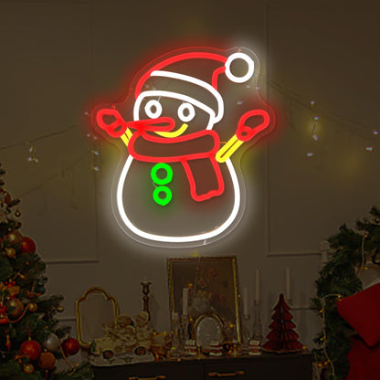 Cheunyar Christmas Snowman Neon Sign Dimmable Christmas Neon Signs for Wall Decor Led Neon Signs Light Up Sign for Bedroom Cafe Bar living Room Neon Light Signs for Christmas Party Gift