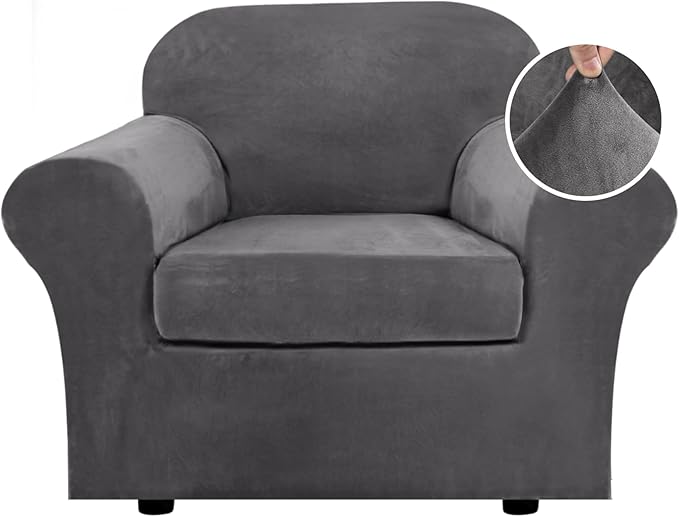 H.VERSAILTEX Rich Velvet Stretch 2 Piece Cover Chair Slipcover Sofa Cover