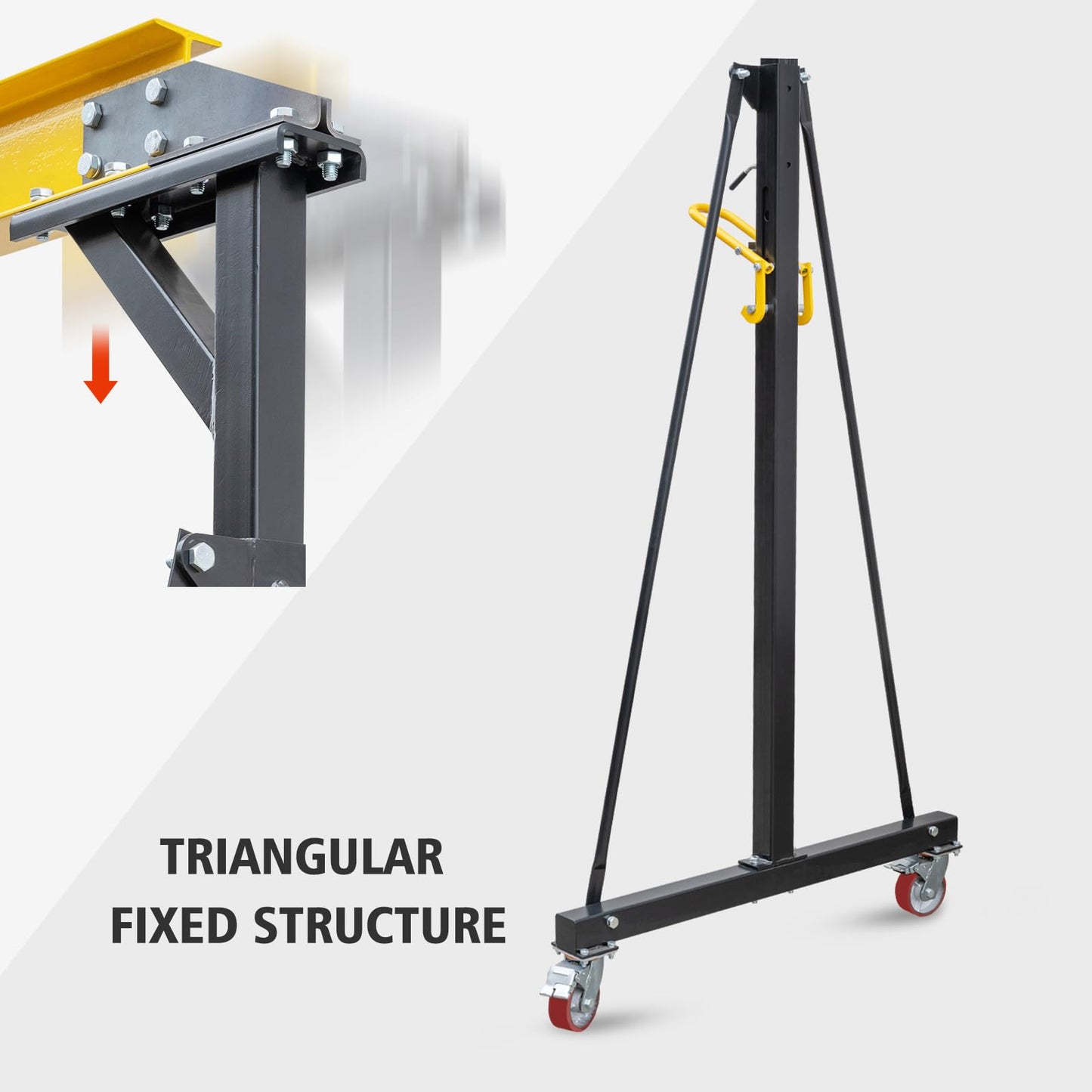 MERXENG Adjustable Gantry Crane 1 Ton, Portable Shop Lift Hoist, 97" to 141" Height Adjustable Heavy Duty Steel Gantry Crane for Factories Warehouse, 2200 Lbs Loading Capacity