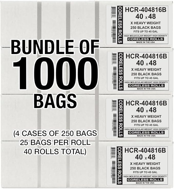 Aluf Plastics High Density Trash Bags, 45 Gallon, 16 Micron,