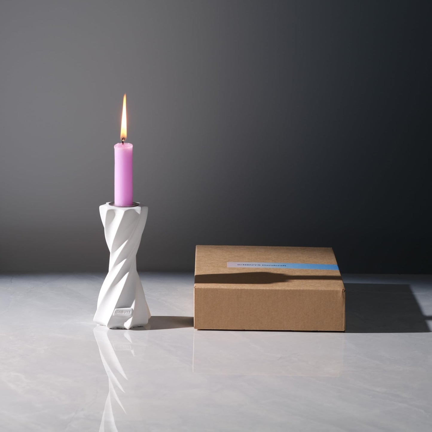 ICNBUYS Twizzle Twist Candle Holder, Decorative Candle Holder for Table Display, Romantic Decoration, Unique Home Décor Aesthetic, Housewarming Gift, Sculpture Candle Stand Height 5.7 inches - Cement