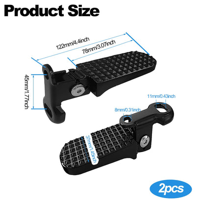 LIFTATAPA 1 Pair Bike Rear Pedals, Aluminium Alloy Bike Pegs, Mini Folding Bicycle Foot Pegs, Non-Slip Rear Seat Footrest Pedals for Mountain Bike E-Bike (Black)