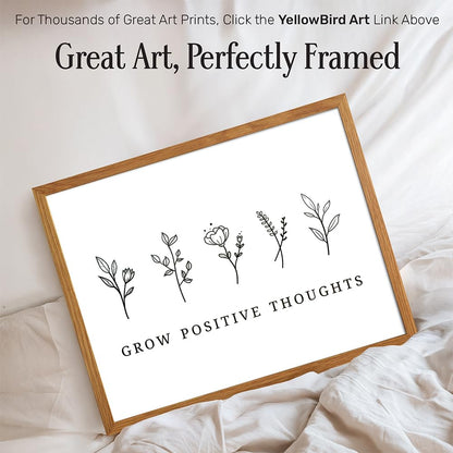 Inspiration Quotes Art Print 11x14 FRAMED - Uplifting Wall Decor for Women - Motivation Boho Home Office Decoration - positive affirmation Sayings, Inspiring Wall Art, Grow Positive Thoughts Self-care