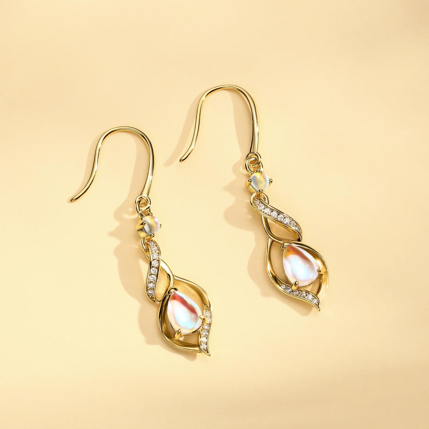 FANCIME 14K Gold Plated June Birthstone Dangle Earrings for Women Teardrop Moonstone Earrings S925 Sterling Silver infinity Love Birthday Gifts for Mom Women