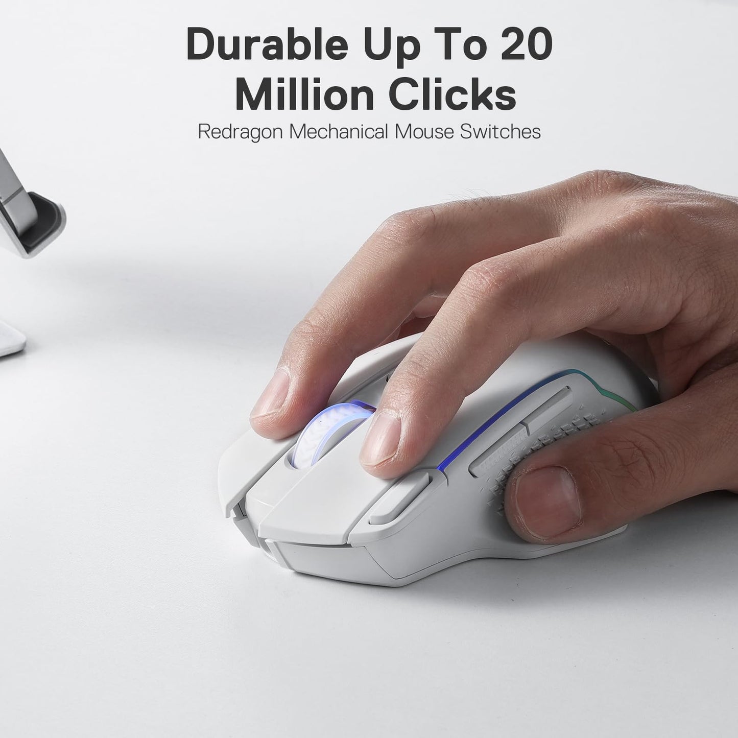 Redragon M810 Pro Wireless Gaming Mouse, 10000 DPI Wired/Wireless Gamer Mouse w/Rapid Fire Key, 8 Macro Buttons, 45-Hour Reliable Power Capacity and RGB Backlit for PC/Mac/Laptop