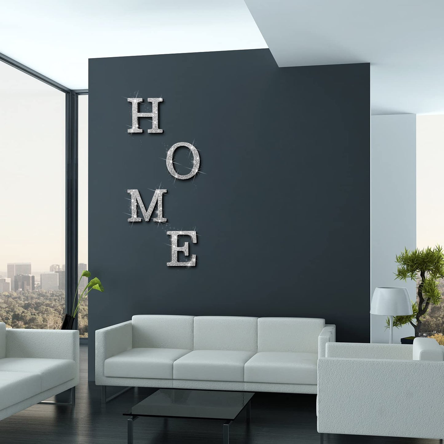 Jetec 4 Pcs Love Home Sign Large Crystal Diamond Letters Shiny Letters Decor Crystal Rhinestone Bling Silver Room Decor Wooden Love/Home Table Topper Wall Art Gift for Bedroom